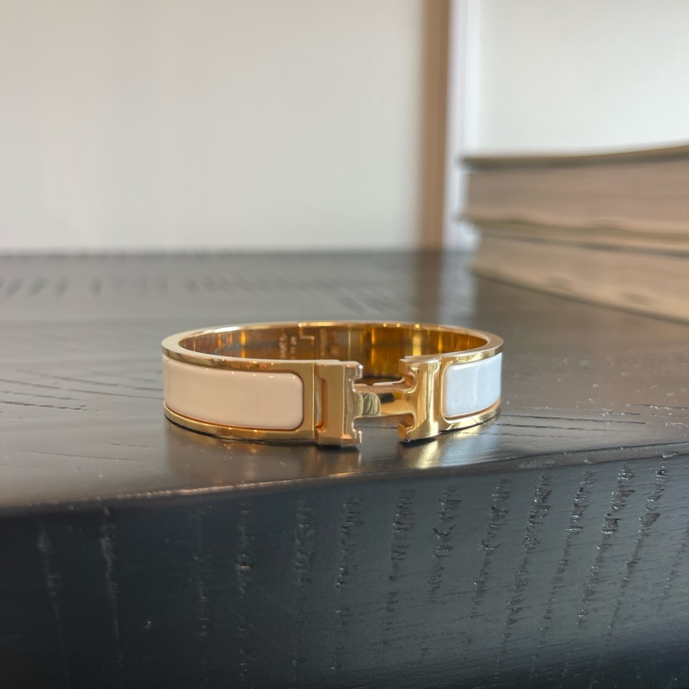 Rose Gold & White Hermès Click Bracelet